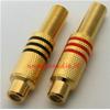 Connettore RCA, Pcaudio RJ220/1, femmina in metallo, colore oro con fascia rossa, con 
protezione cavo.